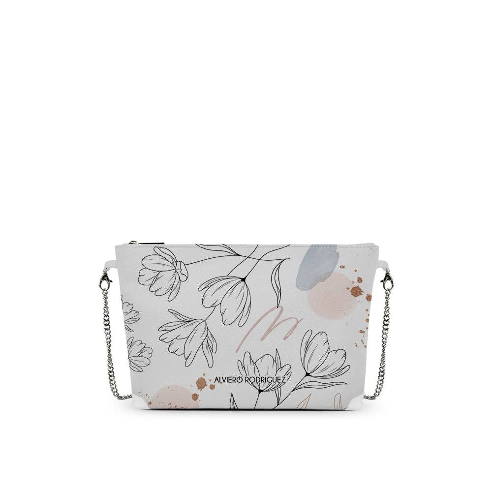 Borsa Alviero Rodriguez Diva Bag Bianca Art of flowers